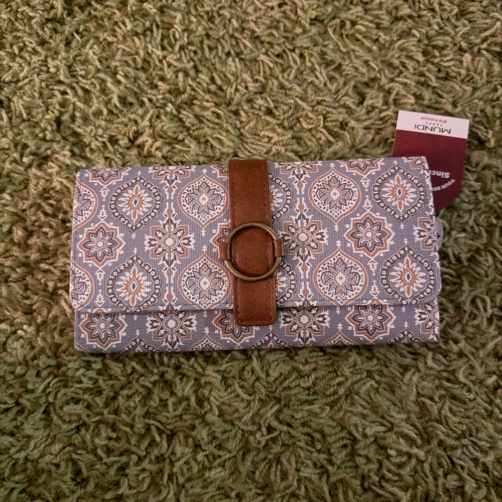 Mundi Gray and Brown Patterned Wallet